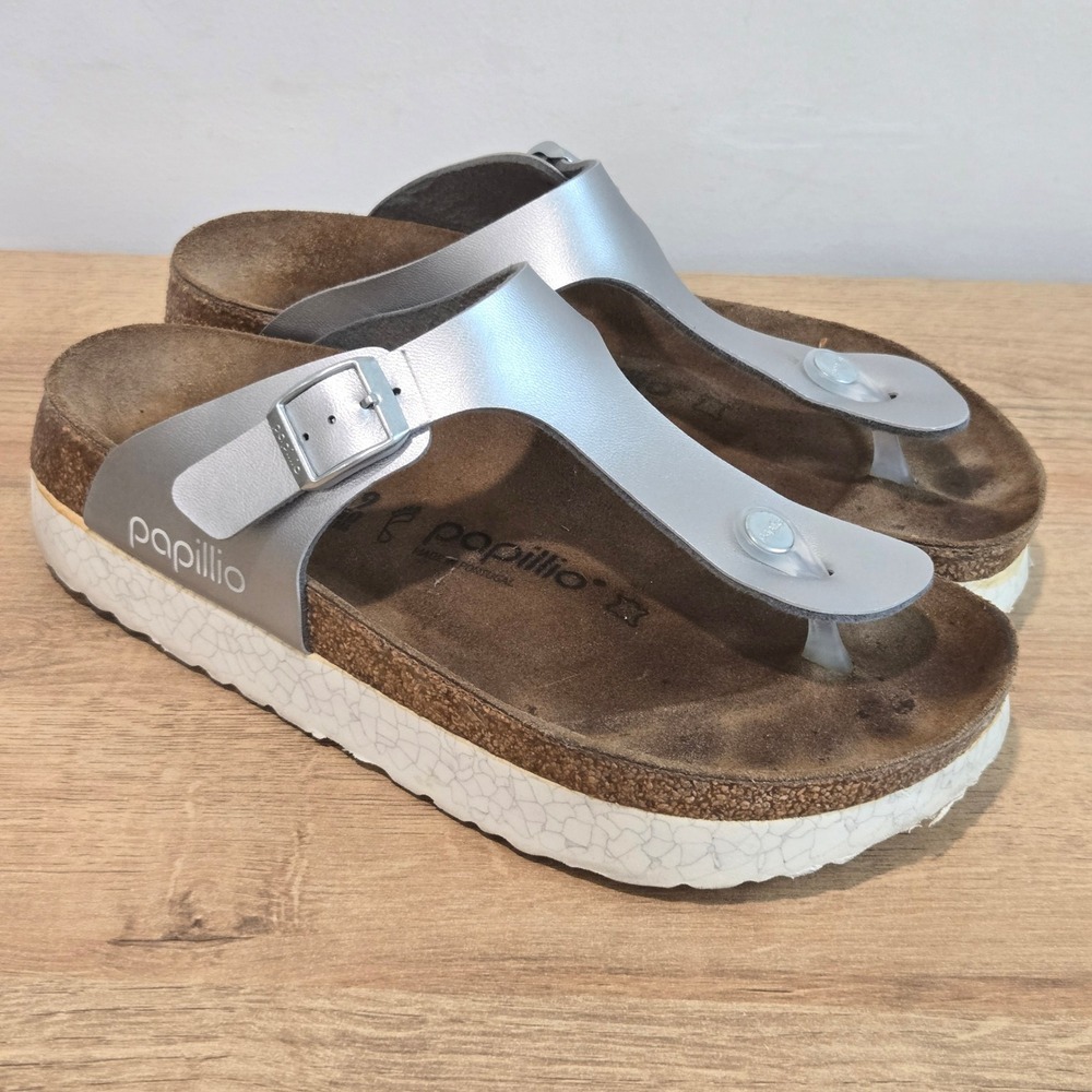Papillio Silver Metallic Thong Sandals